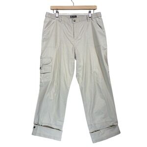 Columbia Pants Women's 12 White Cargo Adjustable Cuffs Capri Baggy Fit